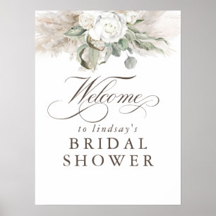 Poster Herbe des Pampas Fleur Boho Bienvenue Mariage