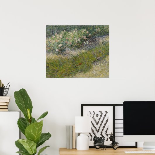 Poster Herbe et papillons par Vincent van Gogh (Bureau à domicile)