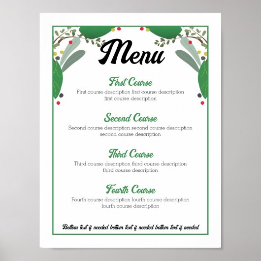 Poster Herbes basil thym dîner soirée menu de restauratio (Devant)