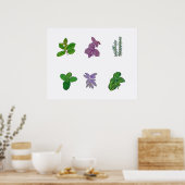 Poster Herbes dans l'aquarelle (Cuisine)