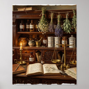 Poster Herbes de pharmacie ancienne Materia Medica I