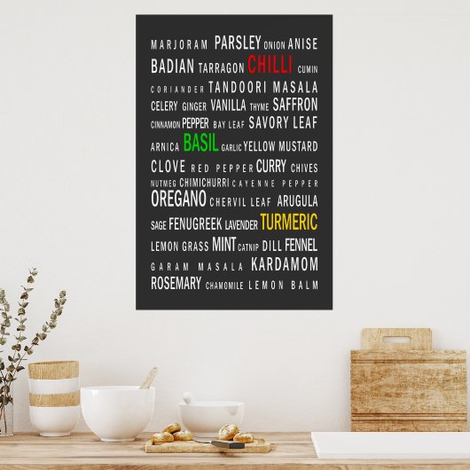 Poster Herbes et épices (Cuisine)