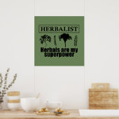 Poster herbes herboristes sont ma superpuissance (Cuisine)