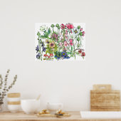 Poster Herbes Plantes poisonnantes Fleurs d'aquarelle (Cuisine)