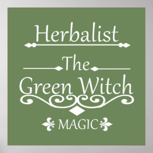 Poster herboriste la magie de la sorcière verte