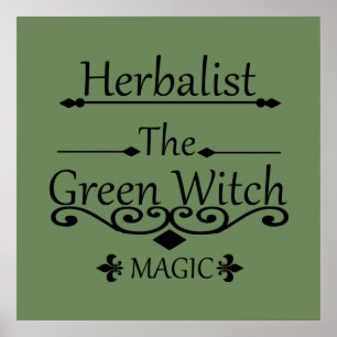 Poster herboriste la magie de sorcière verte