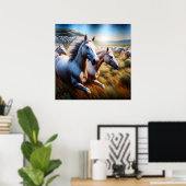 Poster Herd Majestic : Galloping Horses in Field (Bureau à domicile)