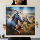 Poster Herd Majestic : Galloping Horses in Field