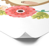 Poster Hérisson adorable - Frontière florale (Coin)