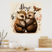 Poster hérisson amoureux (Cuisine)