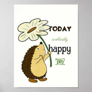 Poster Hérisson avec fleur