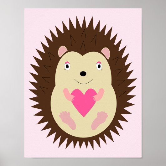 Poster Hérisson Bébé Fille Rose Mignon sur Mesure (Devant)