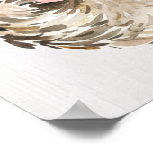 Poster Hérisson Bébé Fleur Aquarelle, Animaux de la Forêt (Coin)