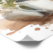 Poster Hérisson bébé mignon dans un jardin fleuri aquarel (Coin)