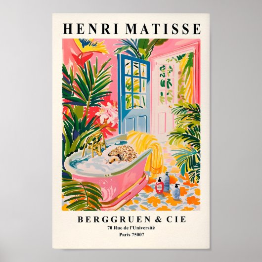 Poster Hérisson Dans Baignoire Impression, Décor Dopamine (Devant)