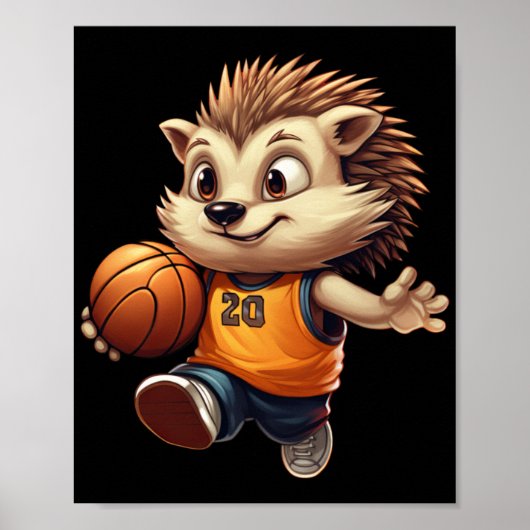 Poster Hérisson de basket-ball 1 (Devant)