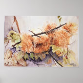 Poster Hérisson de châtaignes d'aquarelle (Devant)