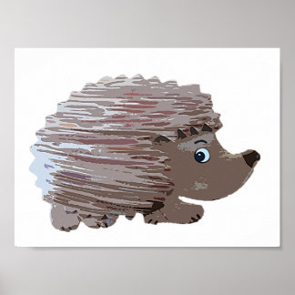 Poster Hérisson effet aquarelle