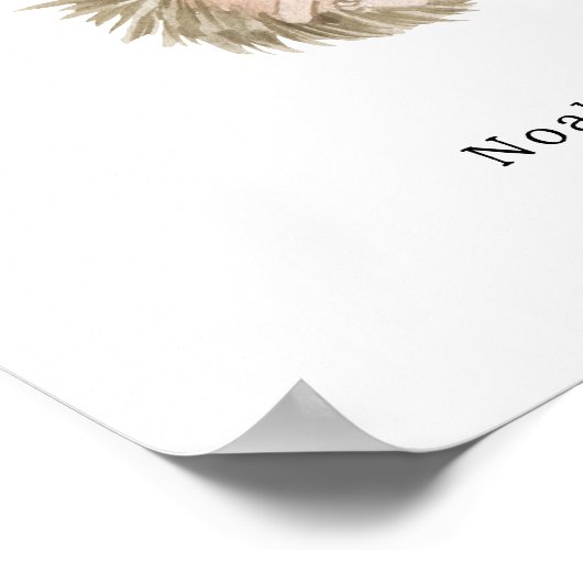 Poster Hérisson mignon à l'aquarelle avec nom de ballon (Coin)