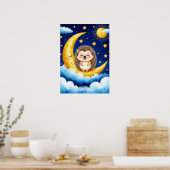 Poster Hérisson Mignon Croissant de Lune Doré (Cuisine)