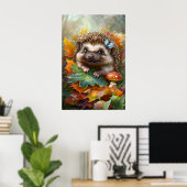Poster Hérisson Mignon dans les Feuilles d'Automne – Art (Bureau à domicile)