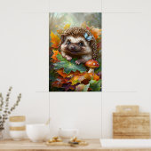 Poster Hérisson Mignon dans les Feuilles d'Automne – Art (Cuisine)