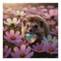Hérisson mignon d'octobre avec cœur d'opale