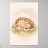 Poster Hérisson Mignon Endormi Chambre Enfants Neutre (Devant)