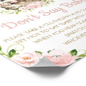Poster Hérisson rose floral ne pas dire Baby shower jeu (Coin)