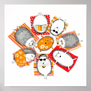 Poster Hérisson sur la plage