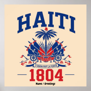 Poster Héritage Graphique Drapeau Patriotique Vintage Haï