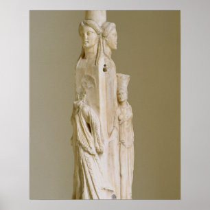 Poster Herm triforme de Hecate, sculpture de marbre, pe
