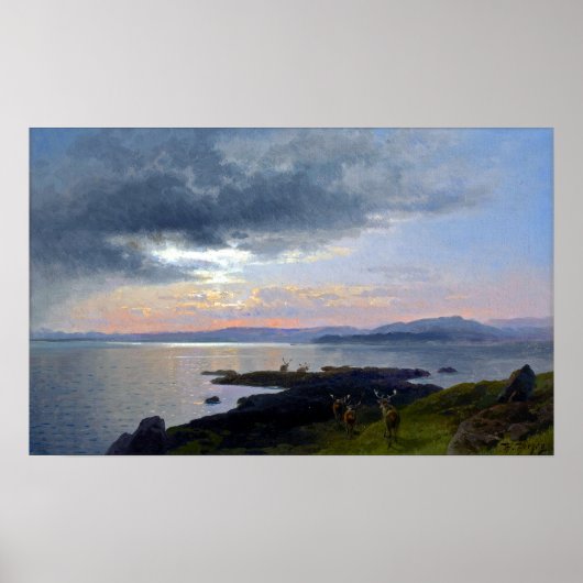 Poster Hermann Herzog Twilight au-dessus du lac (Devant)