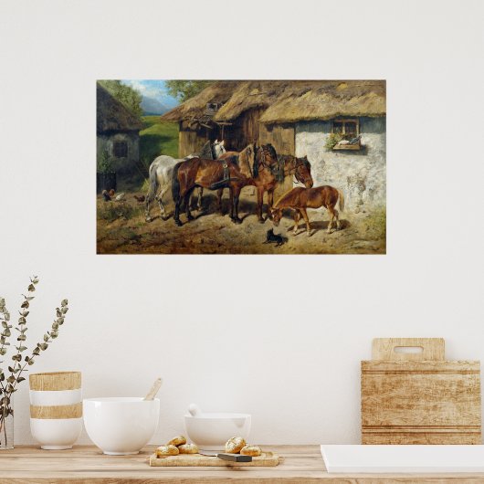 Poster Hermine Biedermann Chevaux harnachés au Stabl (Cuisine)