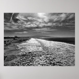Poster Hermosa Beach, photo en noir et blanc
