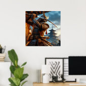 Poster Héroïque Golden Epic Samurai Art numérique guerrie (Bureau à domicile)