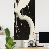 Poster Heron blanc, oiseau neige hiver vintage illustrati (Bureau à domicile)