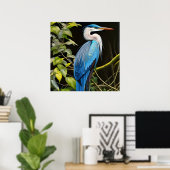 Poster Héron bleu (Bureau à domicile)