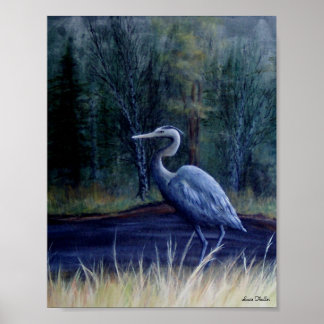 Poster Héron bleu par Suzie Thaller
