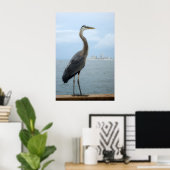 Poster héron gris sur la jetée (Bureau à domicile)