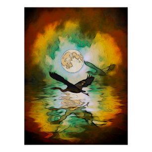 Poster Heron Moon Imaginaire Art