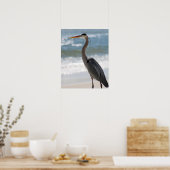 Poster Heron sur le profil de plage Couleur 16x20 (Cuisine)