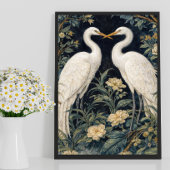 Poster Hérons Blancs Élégants dans un Jardin – Botanique
