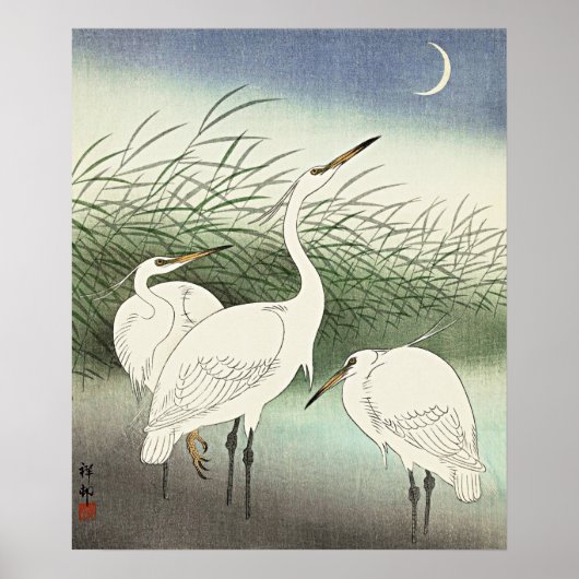 Poster Hérons en eau douce par Ohara Koson (Devant)