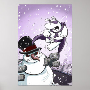 Poster Heropotamus contre le bonhomme de neige