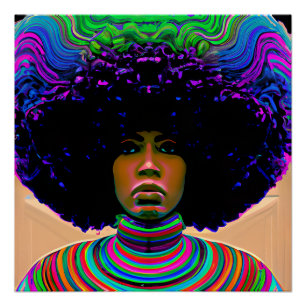 Poster Héros Rainbow Cheveux Black Melanin Afro Queen Cro