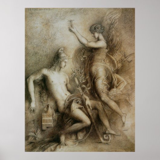 Poster Hésitation et Muse Symbolist Art par Gustave Morea (Devant)