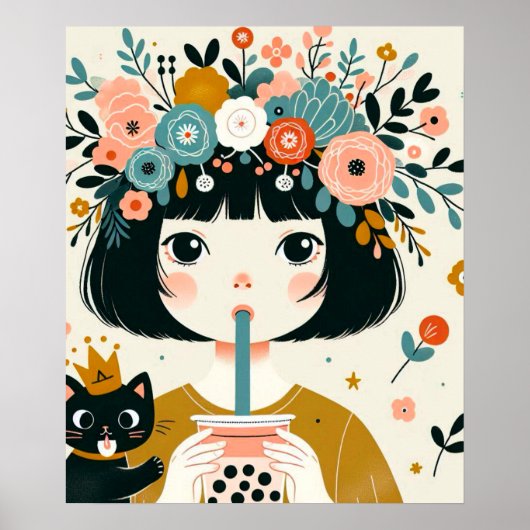 Poster “Het kleine meisje met de bubble tea“ (Voorkant)