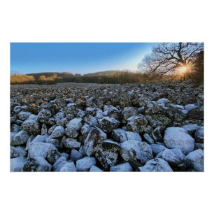 Poster Heure bleue dans la région volcanique de France