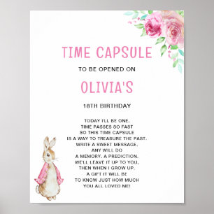 Poster Heure Capsule Peter lapin rose Anniversaire